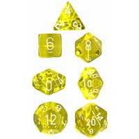 RPG Dice Set Gul/Hvit - 7 stk Chessex 23072 Translucent Yellow/White
