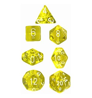 RPG Dice Set Gul/Hvit - 7 stk Chessex 23072 Translucent Yellow/White 