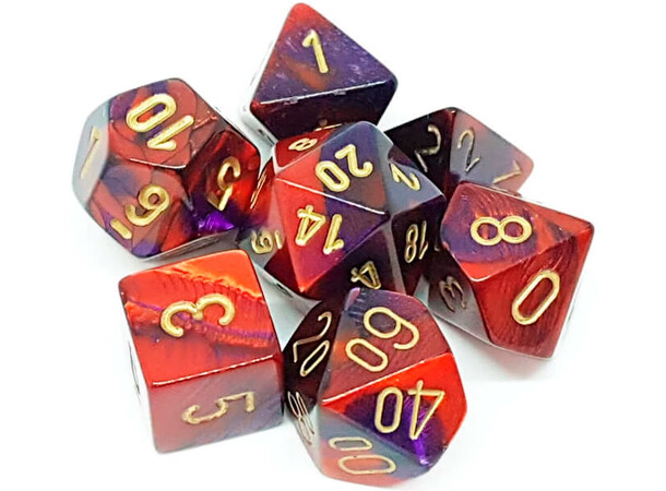 RPG Dice Set Lila-Röd/Gull - 7 st Chessex 26426 Gemini Purple-Red/Gold 