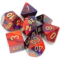 RPG Dice Set Lilla-Rød/Gull - 7 stk Chessex 26426 Gemini Purple-Red/Gold