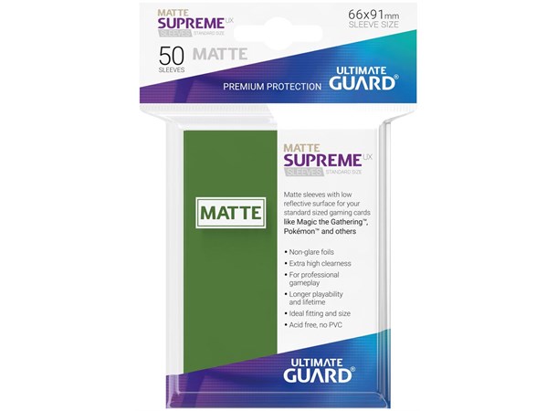 Sleeves Supreme Matte Grønn x50 66x91 Ultimate Guard Kortbeskytter/DeckProtect