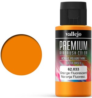 Vallejo Premium Fluo Orange 60ml Premium Airbrush Color - Fluorescent 