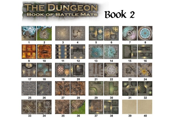 Book Of Battlemats DUNGEON - 80 sider Spiralinnbundet - 2,5 cm rutenett 