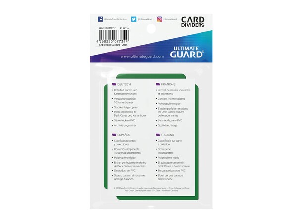Card Dividers x10 Grønn Ultimate Guard 