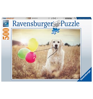 Hund med ballonger 500 biter Puslespill Ravensburger Puzzle 