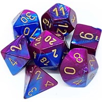 RPG Dice Set Blå-Lilla/Gull - 7 stk Chessex 26428 Gemini Blue-Purple/Gold