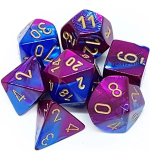 RPG Dice Set Blå-Lilla/Gull - 7 stk Chessex 26428 Gemini Blue-Purple/Gold 