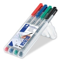 Raderbara pennar 1mm Röd/Blå/Grøn/Sort Pk. a 4 st Staedtler Lumocolor M-series