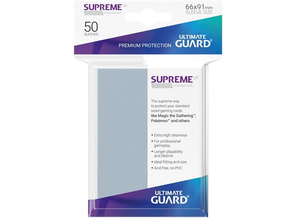 Sleeves Supreme UX Klar 50 stk 66x91 Ultimate Guard Kortbeskytter/DeckProtect