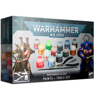 Warhammer 40K Paints + Tools Set 13 malinger, cutters, pensel, scraper 