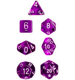 RPG Dice Set Lila/Vit - 7 st Chessex 23077 Translucent Purple/White