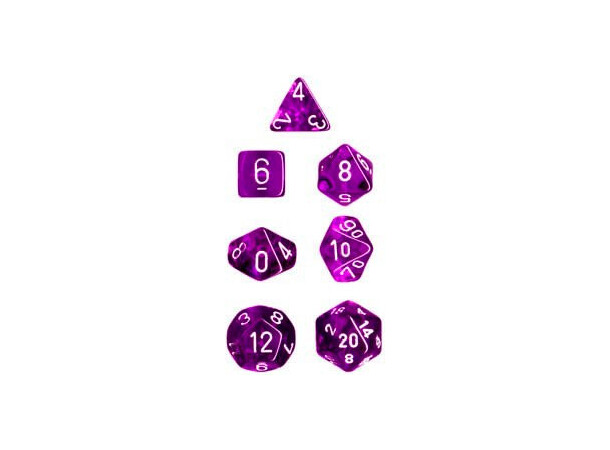 RPG Dice Set Lila/Vit - 7 st Chessex 23077 Translucent Purple/White 