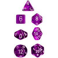 RPG Dice Set Lila/Vit - 7 st Chessex 23077 Translucent Purple/White