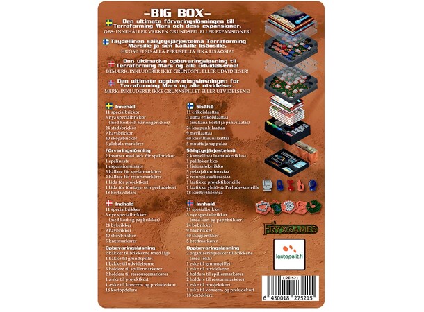 Terraforming Mars Oppbevarings Big Box Storage box m/ 90 stk 3D tiles 