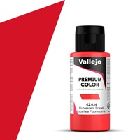 Vallejo Premium Fluo Scarlet 60ml Premium Airbrush Color - Fluorescent