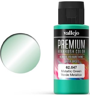 Vallejo Premium Metallic Green 60ml Premium Airbrush Color - Metallic 