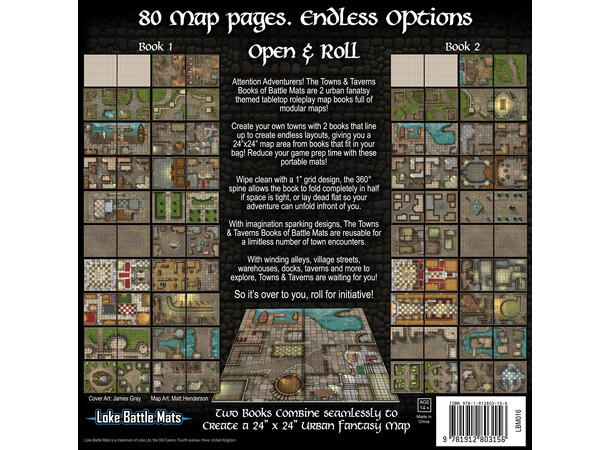 Book Of Battle Mats Towns & Taverns Spiralbunden - 2,5 cm rutnät 