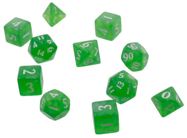 RPG Dice Set Eclipse 11 Lime Green Tärningsset för rollspel 