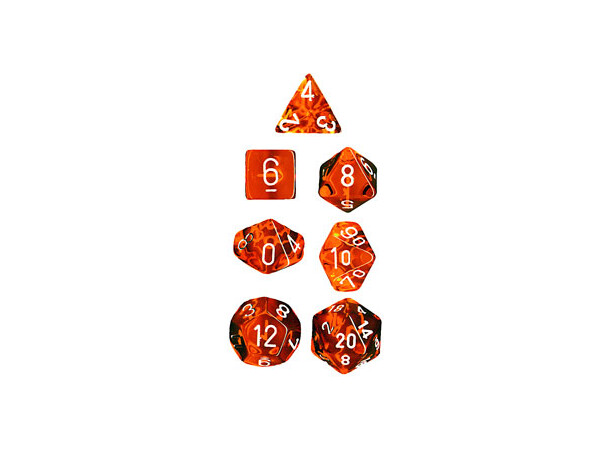 RPG Dice Set Orange/Vit - 7 st Chessex 23073 Translucent Orange/White 