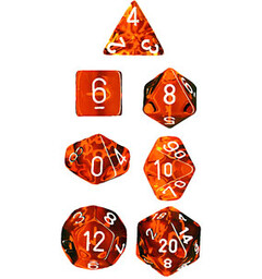 RPG Dice Set Orange/Vit - 7 st Chessex 23073 Translucent Orange/White