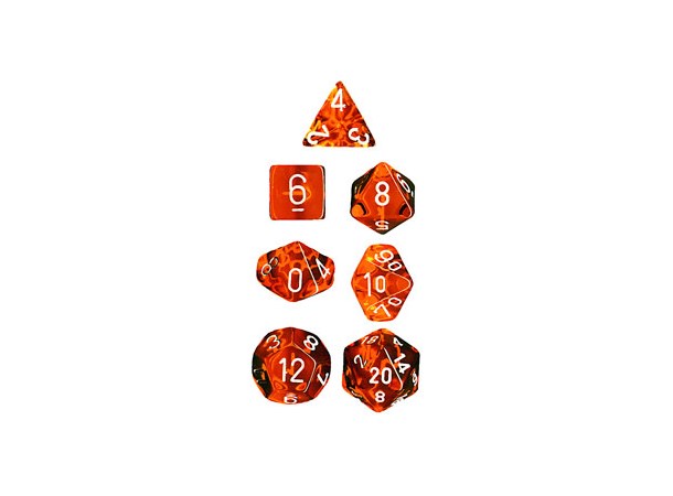 RPG Dice Set Oransje/Hvit - 7 stk Chessex 23073 Translucent Orange/White