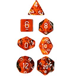 RPG Dice Set Oransje/Hvit - 7 stk Chessex 23073 Translucent Orange/White