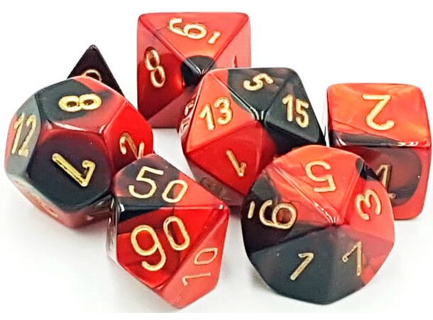 RPG Dice Set Svart-Röd/Gull - 7 st Chessex 26433 Gemini Black-Red/Gold 