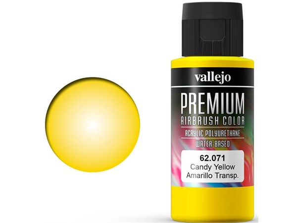 Vallejo Premium Candy Yellow 60ml Premium Airbrush Color - Candy