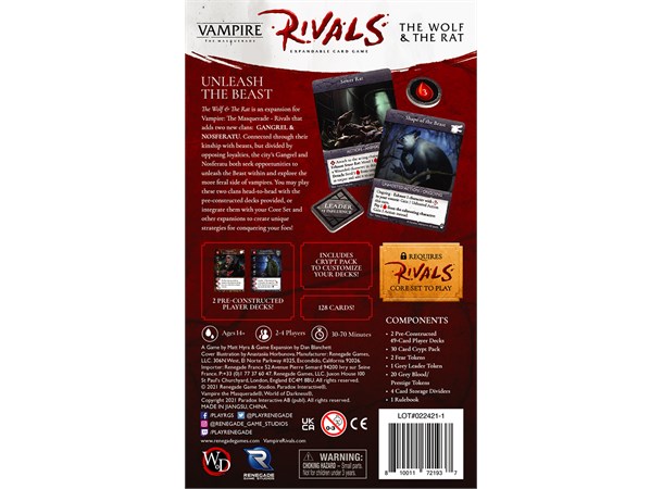Vampire Masquerade Rivals Wolf & Rat Exp Utvidelse til Vampire Masquerade Rivals