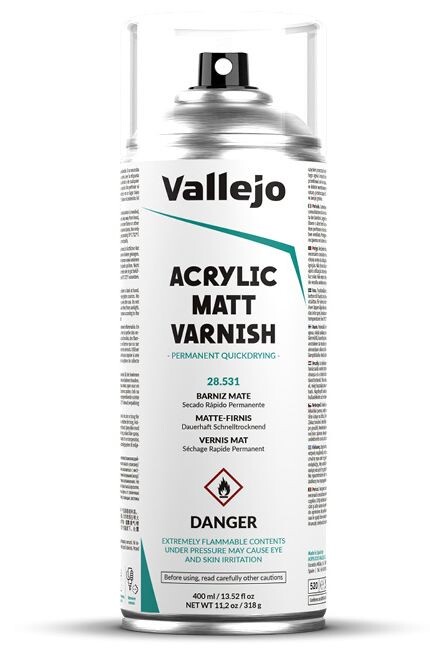 Vallejo Acrylic Matt Varnish 400ml Spray Klarlakk - Beskytt akrylmalte modeller