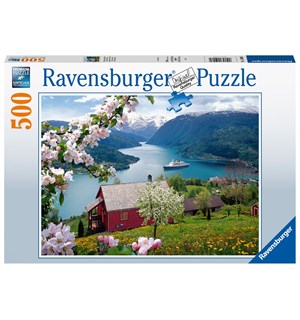 Norsk fjord Idyll 500 biter Puslespill Ravensburger Puzzle 