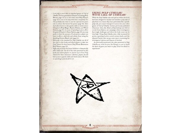 Pulp Cthulhu RPG Core Book Call of Cthulhu RPG Supplement 