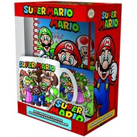 Super Mario Gift Set Kopp + Coaster + Nøkkelring + Notatbok