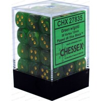 Tärning D6 12 mm 36st Green/Gold Chessex 27835 D6 Dice Block