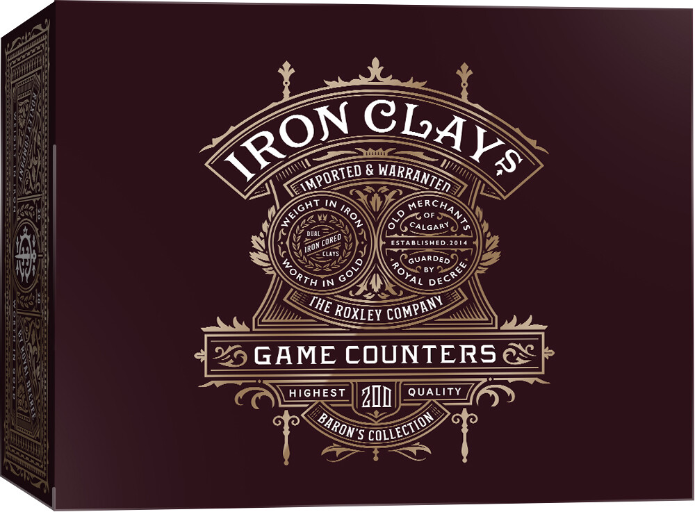 Iron Clays Mynter 200 Sjetonger m/verdi Luxury Game Counters Retail Edition