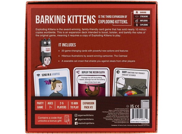 Exploding Kittens Barking Kittens Exp Utvidelse til Exploding Kittens 