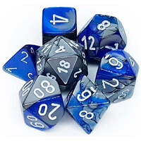 RPG Dice Set Blå-Stål/Vit - 7 st Chessex 26423 Gemini Blue-Steel/White