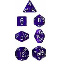 RPG Dice Set Blå/Vit - 7 st Chessex 23076 Translucent Blue/White