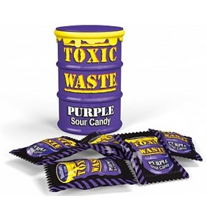 Toxic Waste Purple Nydelige Sure Drops Plastboks formet som søppelbøtte 