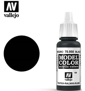 Vallejo Akryl Model Color Black Mat Tilsvarer Italeri 4768AP/Tamiya XF-1 