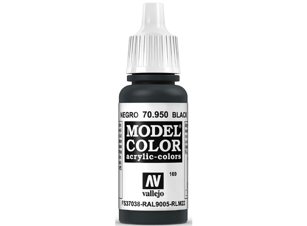 Vallejo Model Color Black 17ml Tilsvarer 4695AP|4768AP|X-1|XF-1|XF-69