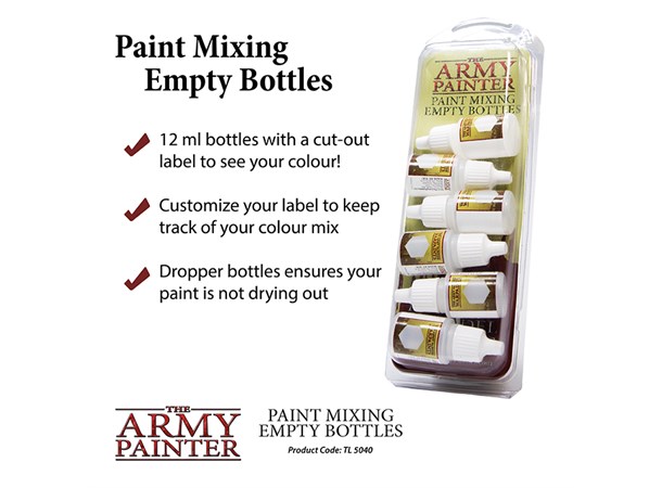 Army Painter Paint Mixing Empty Bottles 12ml flasker - 6 stk