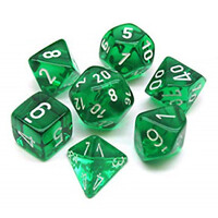 RPG Dice Set Grön/Vit - 7 st Chessex 23075 Translucent Green/White