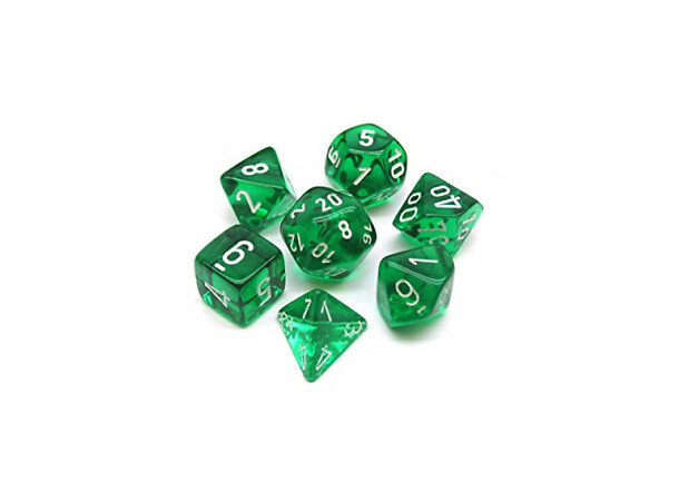 RPG Dice Set Grön/Vit - 7 st Chessex 23075 Translucent Green/White 