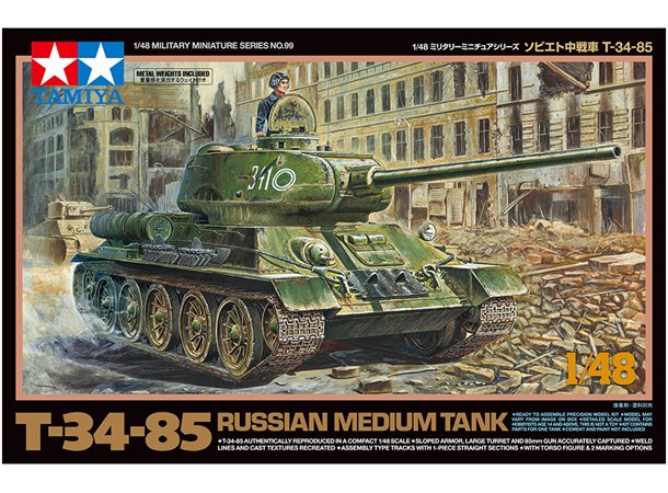 Russian Medium Tank T-34-85 Tamiya 1:48 Byggesett