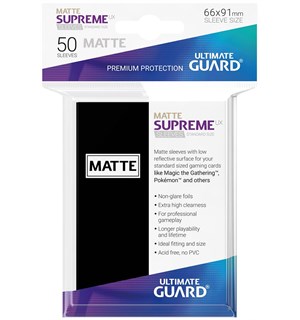 Sleeves Supreme Matte Sort x50 66x91 Ultimate Guard Kortbeskytter/DeckProtect 