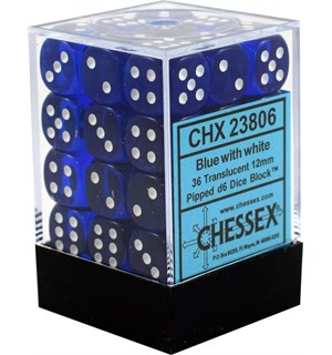 Terning D6 12 mm 36stk Blue/White Chessex 23806 D6 Dice Block 