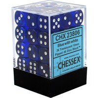 Tärning D6 12 mm 36st Blue/White Chessex 23806 D6 Dice Block