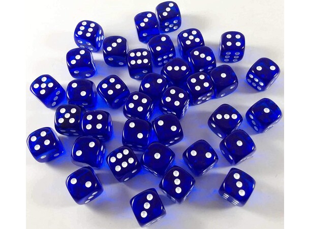 Tärning D6 12 mm 36st Blue/White Chessex 23806 D6 Dice Block 