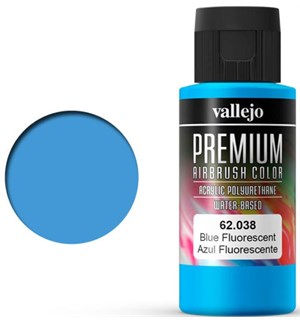 Vallejo Premium Fluo Blue 60ml Premium Airbrush Color - Fluorescent 